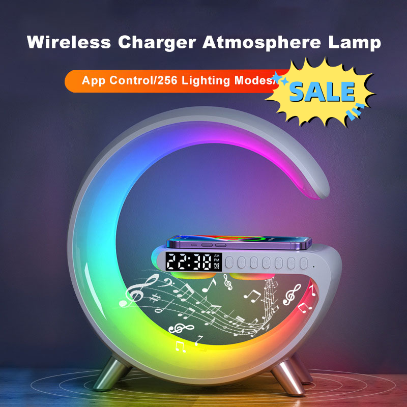 2023 New Intelligent G Shaped LED Lamp Bluetooth Speak Wireless Charger Atmosphere Lamp App Control For Bedroom Home Decor